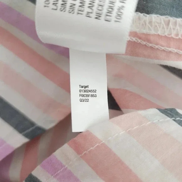 Universal Thread Shirt Striped Short Sleeve Boxy Collared V Neck Popover Top - Picture 7 of 7